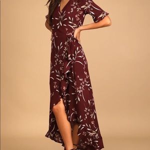 Wild Winds Floral Print High-Low Wrap Dress
